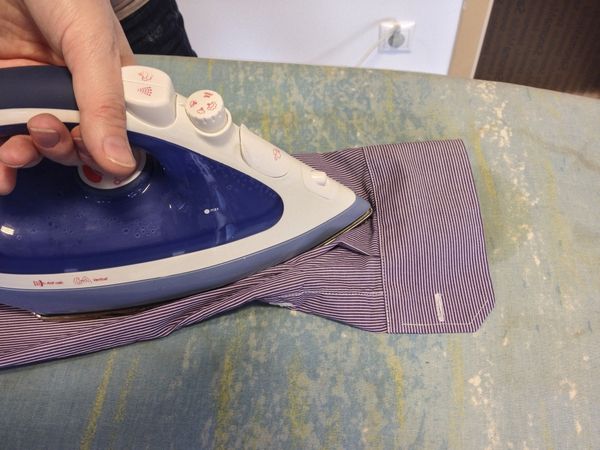 6. Be careful not to iron a crease into the end of the sleeve 