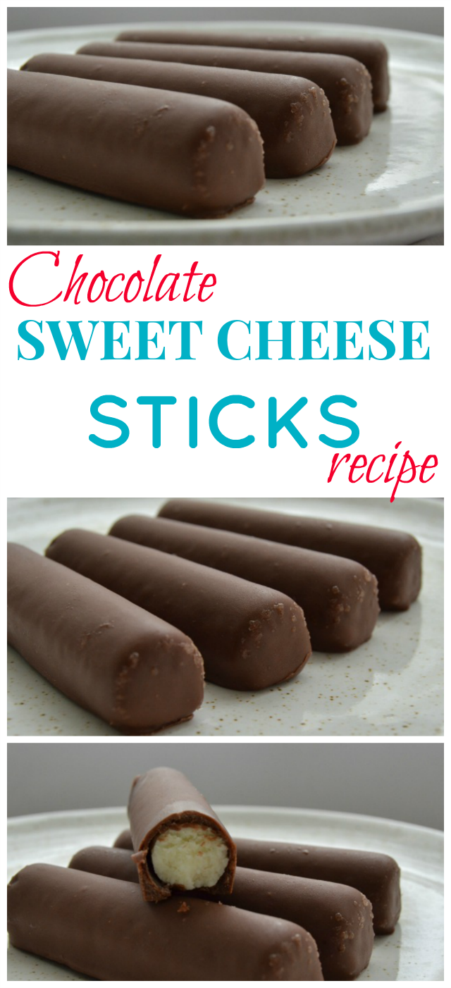 Chocolate covered sweet cheese sticks recipe