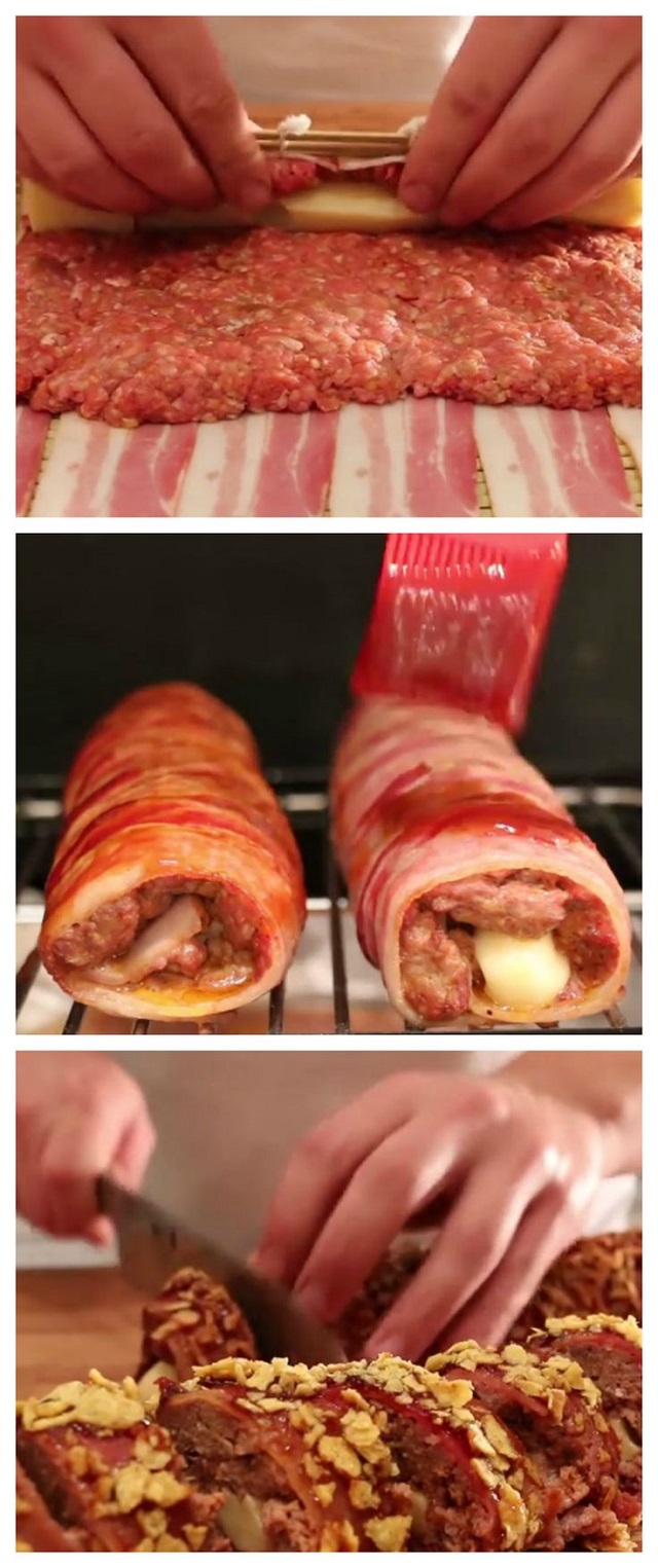 Ground meat and cheese wrapped in bacon. The result is absolutely delicious!