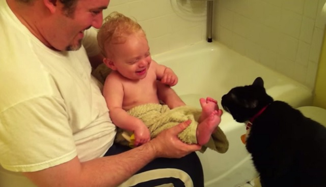 This is how bath time ends every night in this family