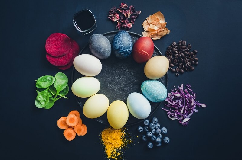 Natural colors for dying Easter eggs